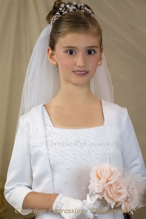 Satin Sleeveless First Communion Dress Bodice Dotted With Pearls