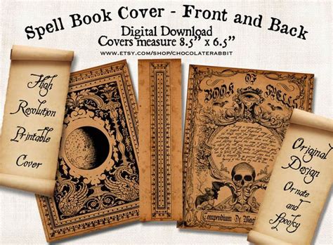 Halloween Witch Spell Book Cover Printable Junk Journal Etsy