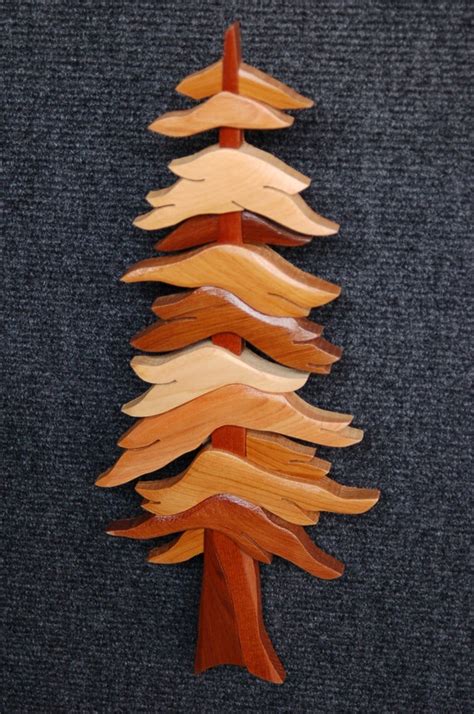 Items Similar To Pine Tree Small Intarsia Art Carving A Beautiful