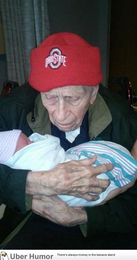 My 100 Year Old Grandpa With My 1 Day Old Cousin Funny Pictures