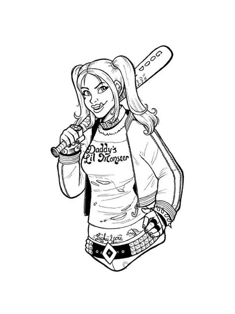 Harley Quinn Coloring Pages Free Printable Harley Quinn Coloring Pages