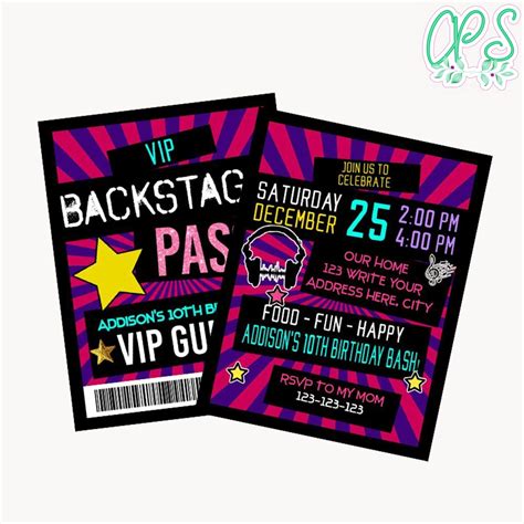 Backstage Pass Customizable Template Instant Dow Custompartyshirts Studio