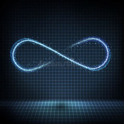 Glowing Neon Infinity Symbol With Bright Lights And Distorted Lines