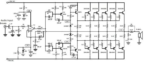 Maximum ouput power 30 watts mono audio amplifier with 4 ohm impedance. 1000 Watt Audio Amplifier with Transistors 2SC5200 and 2SA1943