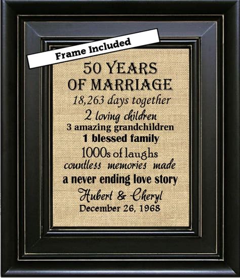 From traditional pottery to modern leather goods and more, these unique ideas are the best of the best. FRAMED 50th Wedding Anniversary/50th Anniversary Gifts/50th