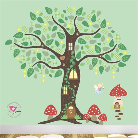 Enchanted Tree Fairy Nursery Wall Stickers Woodland Forest Wall Decals