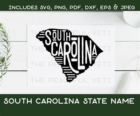 South Carolina State Svg State Typography Digital Download Etsy Svg