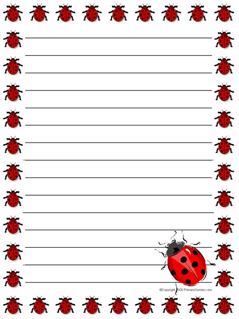Miss Woods Grade 6 Science Class Lady Bug Stationary Sheets