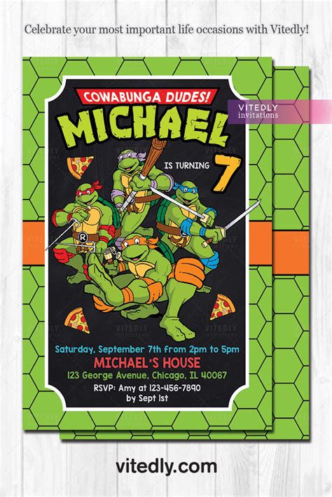 Ninja Turtles Birthday Invitation Turtle Birthday Invitations
