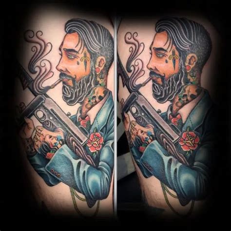 50 идеи за татуировки Tommy Gun за мъже дизайн на огнестрелно оръжие