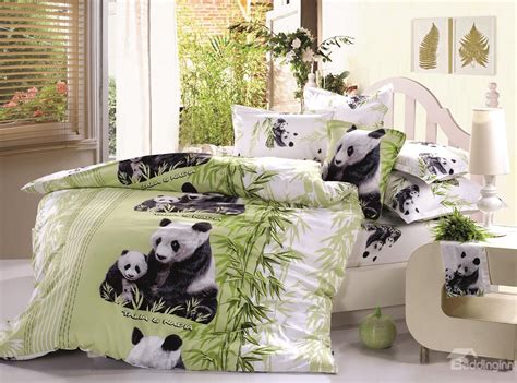 New Arrival High Quality Lovely Mother And Baby Pandas Print 4 Piece