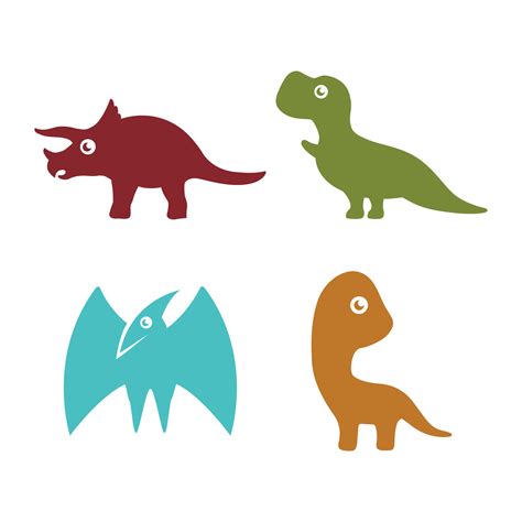 Set Of Cute Dinosaurs Flat Icon Old Animals Logo Design 4320542 Vector