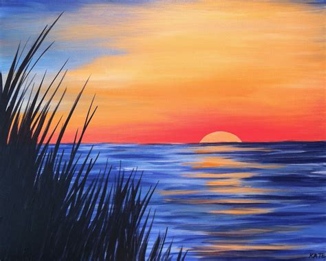 Beach Grass By Kate Sunset Painting Landscape Paintings Diy Canvas