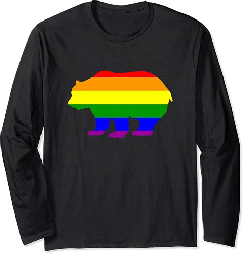 Amazon Com Gay Bear Lgbt Pride Flag Colors Long Sleeve T Shirt