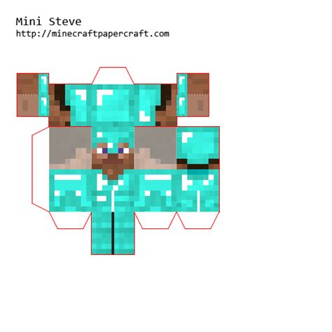 Papercraft Mini Steve With Diamond Armour 100 Fixed Paper Crafts