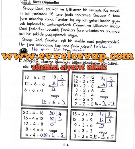 2 Sınıf Başak Yayınları Matematik Ders Kitabı Sayfa 214 Cevabı Ödev