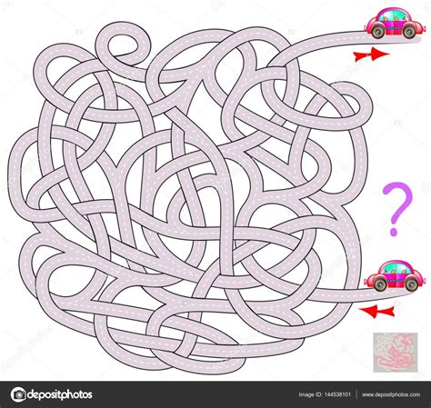 Da kommen unsere kinderkreuzworträtsel vom rätseldino genau richtig. Logik-Puzzle mit Labyrinth. Notwendigkeit, den Weg für das Auto von Anfang bis Ende zu zeichnen ...