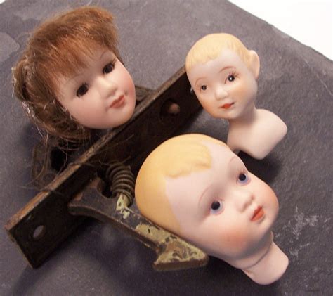 Vintage Porcelain Doll Heads Three 3 Doll Heads All Different Elf