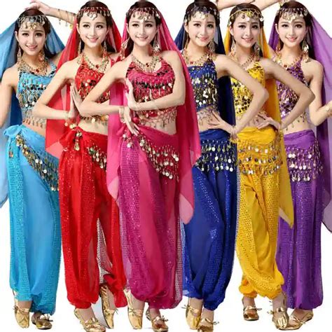 4pcs Sets Sexy India Egypt Belly Dance Costumes Bollywood Costumes Indian Dress Bellydance Dress