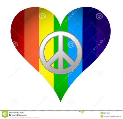 Rainbow Hearth With Peace Sign Stock Vector Illustration