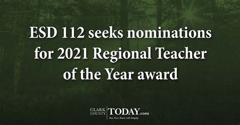 Esd 112 Seeks Nominations For 2021 Regional Teacher Of The Year Award