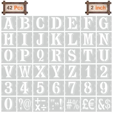 Buy 2 Inch Alphabet Letter Stencils Kit 42 Pcs Reusable Interlocking