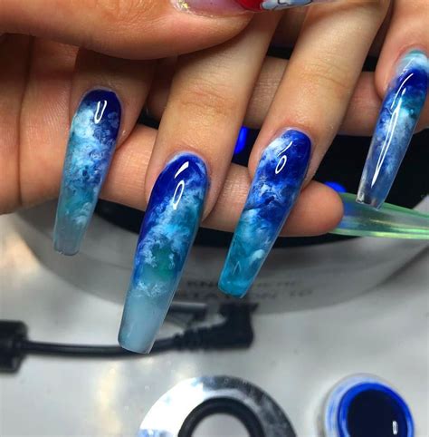 30 Top Acrylic Nails To Try Now Flippedcase Blue Acrylic Nails