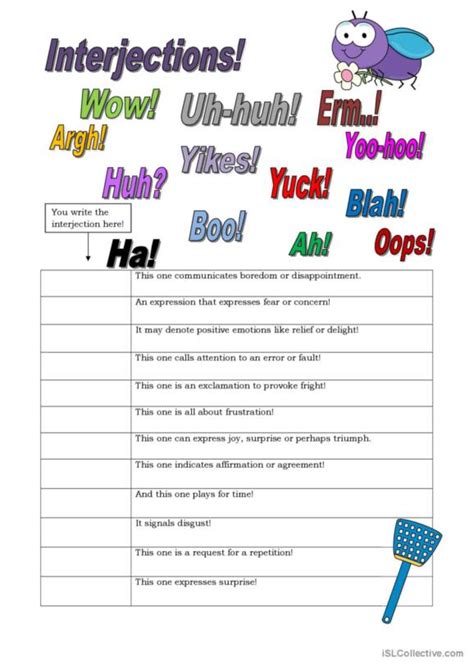 8 Interjections English Esl Worksheets Pdf And Doc