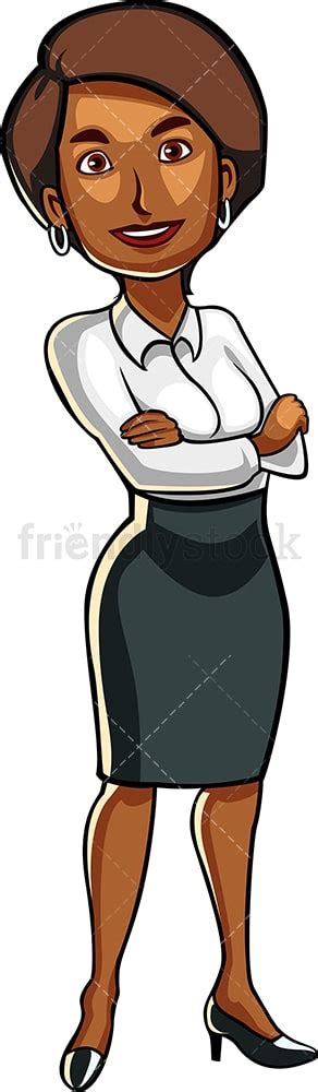 Black Business Woman With Confidence Cartoon Vector Clipart Friendlystock