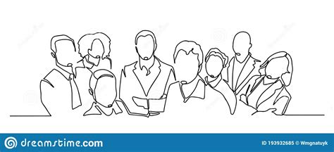 Continuous Drawing Of A Business Team Standing Together Continuous