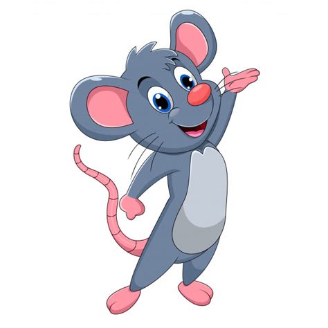 Cute Baby Mouse Cartoon Presenting Premium Vector