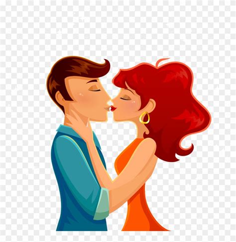 Kiss Cartoon Romance Illustration Cartoon Couple Kiss Png Free