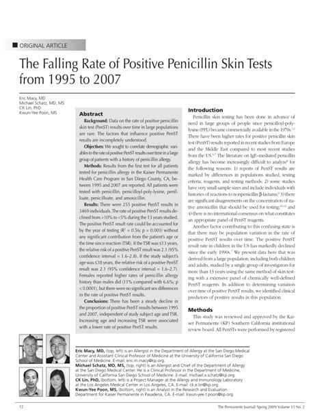 Pdf The Falling Rate Of Positive Penicillin Skin Tests From 1995 To 2007