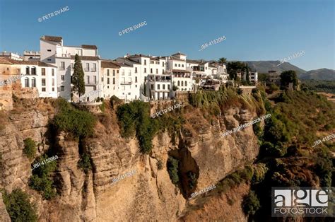 Whitewashed Houses Atop El Tajo Gorge Canyon Ronda Andalusia Spain