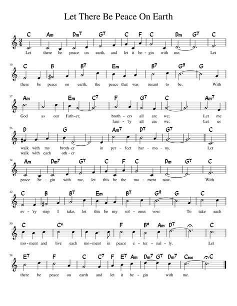 Let There Be Peace On Earth Sheet Music For Piano Download Free In