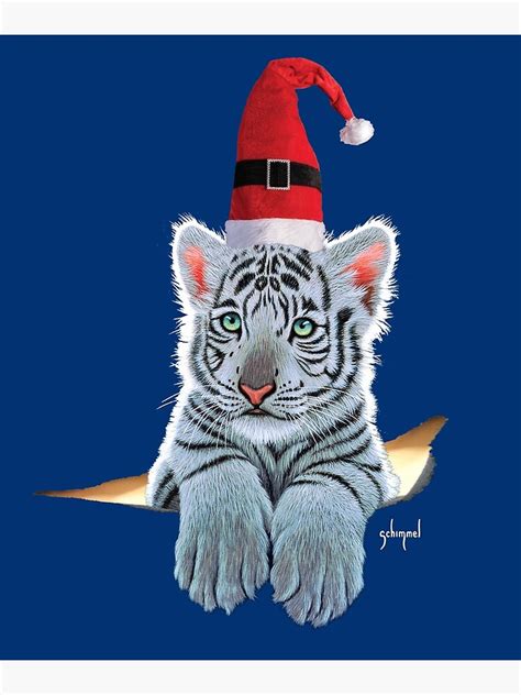 Cute Christmas White Tiger Cub By Schim Schimmel Poster For Sale By
