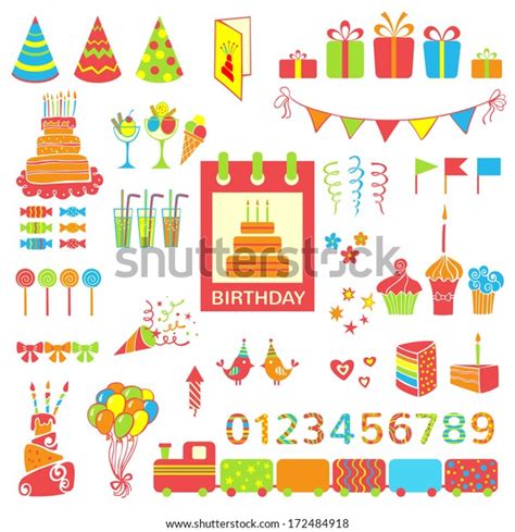 Set Of Birthday Party Elements Vector Illustration