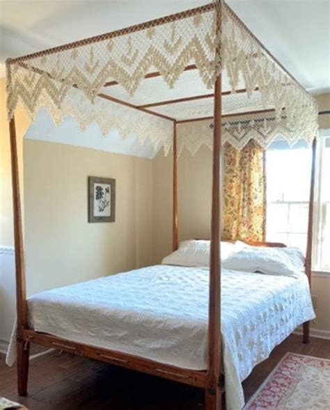 Hand Tied Bed Canopy Covers Queen Size Crochet Style Canopy Etsy