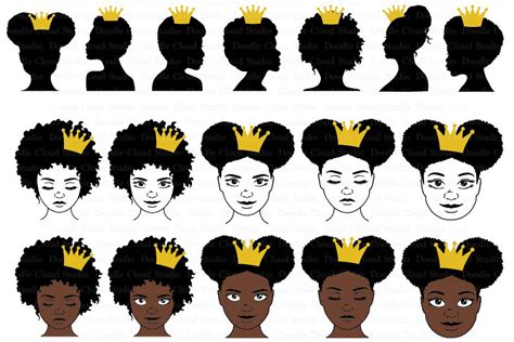 Black Queen With Crown Svg Afro Puff Crown Svg Black Queen Clipart