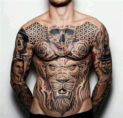 Mens Arms Torso Interesting Tattoo Of King Of The Forest Skull More