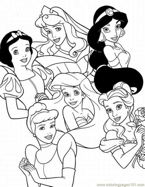 Kleurplaten van de disney prinsessen. Disney Prinsessen Kleurplaat. - inkleuren