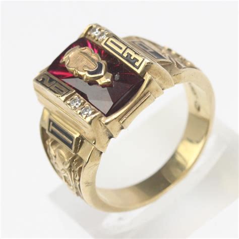 10kt Gold 1385g Red And Clear Stones Accented 2003 Jostens Class Ring