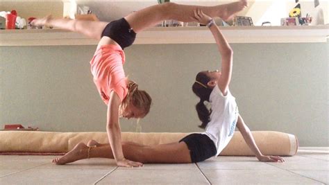 Ninja Partner Yoga Pose Gymnastics Stunts Gymnastics Tricks Olympic Gymnastics
