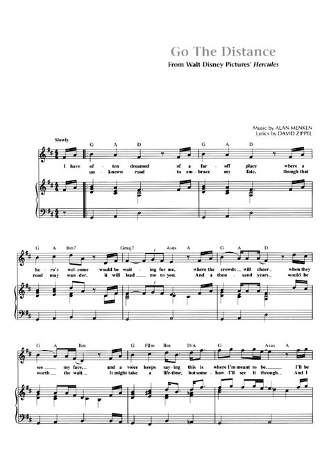I Can Go The Distance Piano Sheet Music Easy Sheet Music