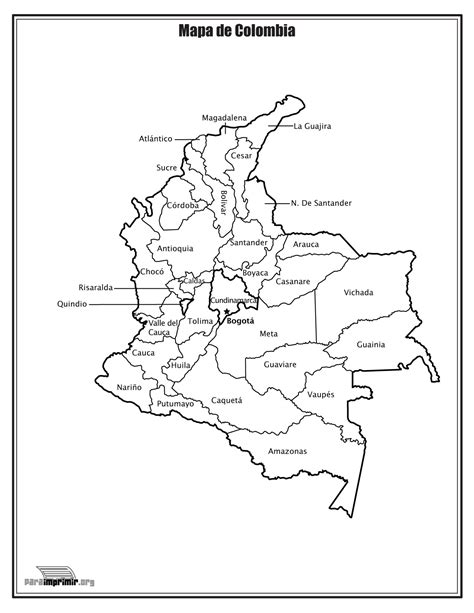 Mapa De Colombia Con Nombres Para Imprimir En Pdf