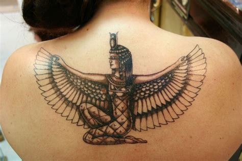 isis with wings tattoo on back for women tattooimages