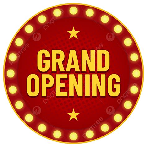 Grand Opening Red Circle Retro Signboard Design Vector Grand Opening
