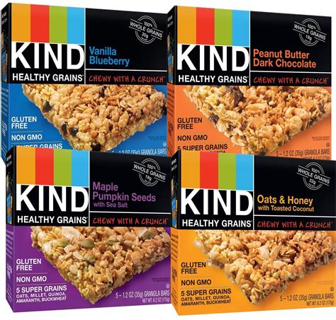 Kind Healthy Whole Grains Granola Snack Bars Count 4 Variety Pack With Peanut Butter And Dark