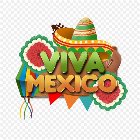 Viva Mexico White Transparent Viva Mexico Label With Traditional Hat