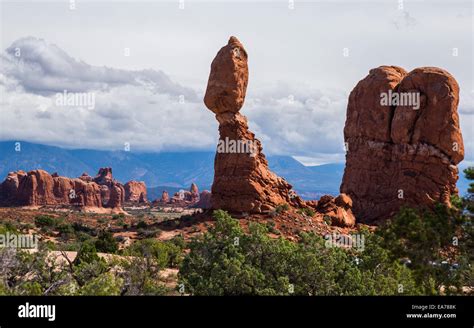 The Balanced Rock Sandstone Formation Formed By Erosion Arches